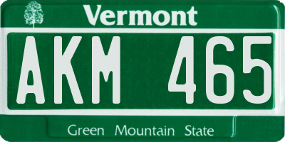 VT license plate AKM465