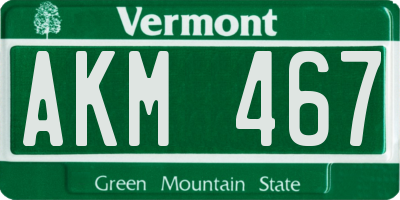 VT license plate AKM467