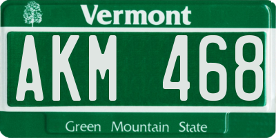 VT license plate AKM468