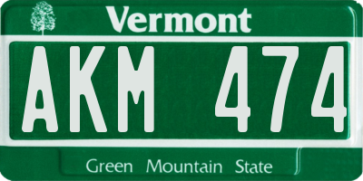 VT license plate AKM474