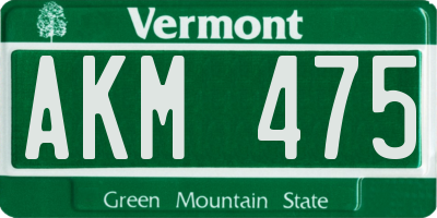 VT license plate AKM475