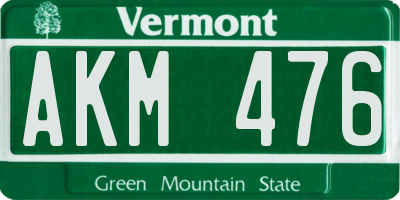 VT license plate AKM476