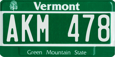 VT license plate AKM478