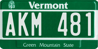 VT license plate AKM481