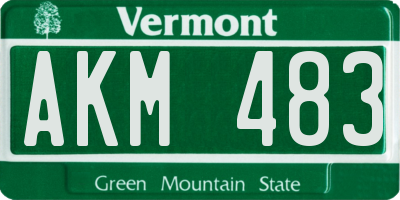 VT license plate AKM483