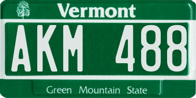 VT license plate AKM488