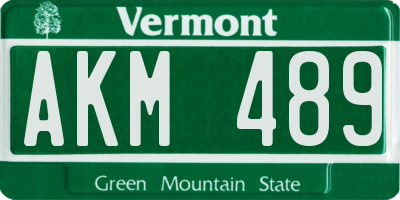 VT license plate AKM489