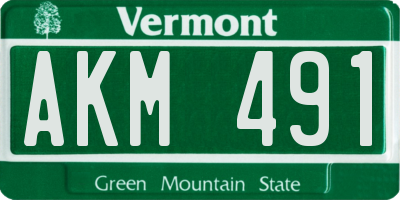 VT license plate AKM491