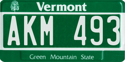 VT license plate AKM493