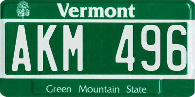 VT license plate AKM496