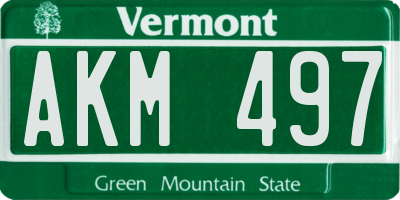 VT license plate AKM497