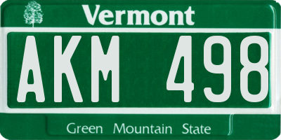 VT license plate AKM498
