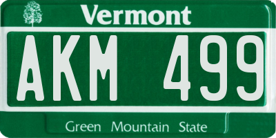VT license plate AKM499