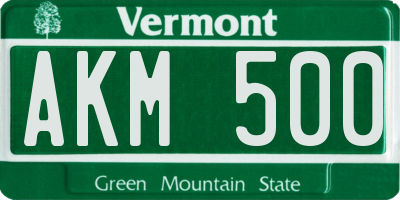 VT license plate AKM500