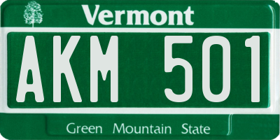VT license plate AKM501