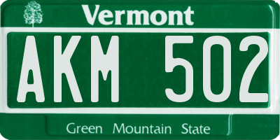 VT license plate AKM502