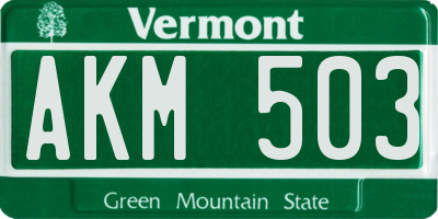 VT license plate AKM503