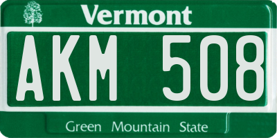 VT license plate AKM508