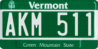 VT license plate AKM511