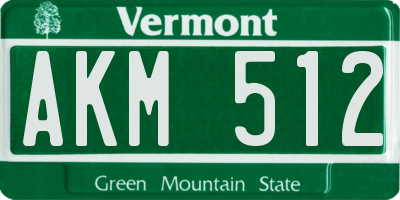 VT license plate AKM512