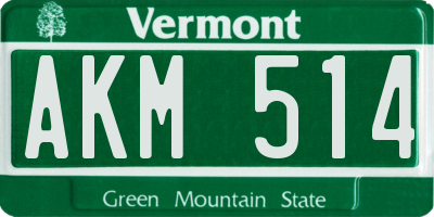 VT license plate AKM514
