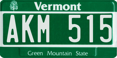 VT license plate AKM515