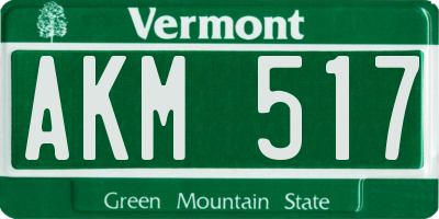 VT license plate AKM517