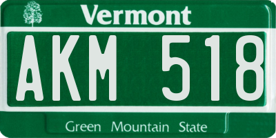 VT license plate AKM518