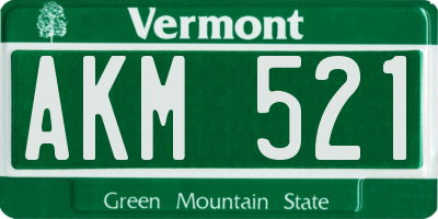 VT license plate AKM521