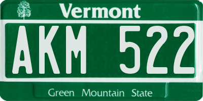 VT license plate AKM522