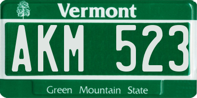 VT license plate AKM523