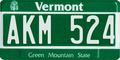 VT license plate AKM524