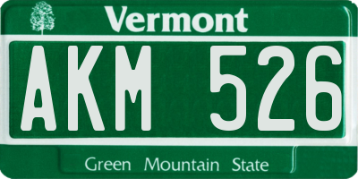 VT license plate AKM526