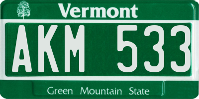 VT license plate AKM533
