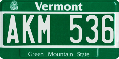 VT license plate AKM536