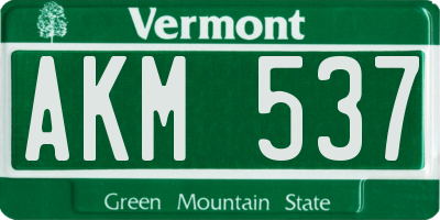 VT license plate AKM537