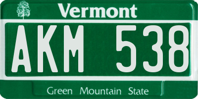 VT license plate AKM538