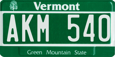VT license plate AKM540