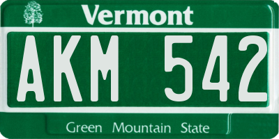 VT license plate AKM542