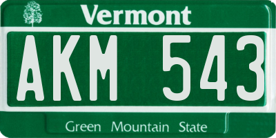 VT license plate AKM543