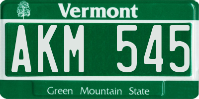 VT license plate AKM545