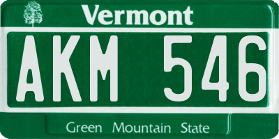 VT license plate AKM546