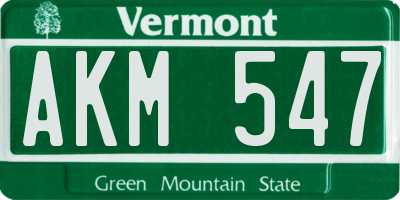 VT license plate AKM547