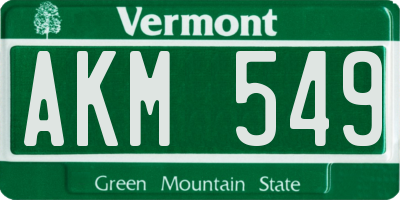 VT license plate AKM549