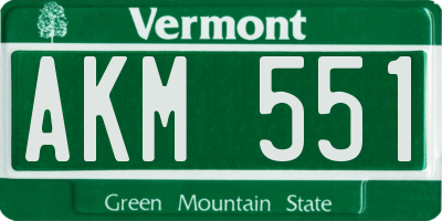 VT license plate AKM551