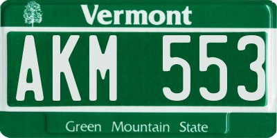VT license plate AKM553