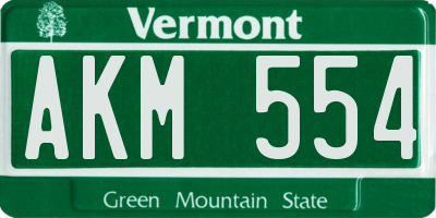VT license plate AKM554