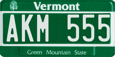 VT license plate AKM555