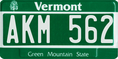 VT license plate AKM562