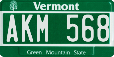 VT license plate AKM568